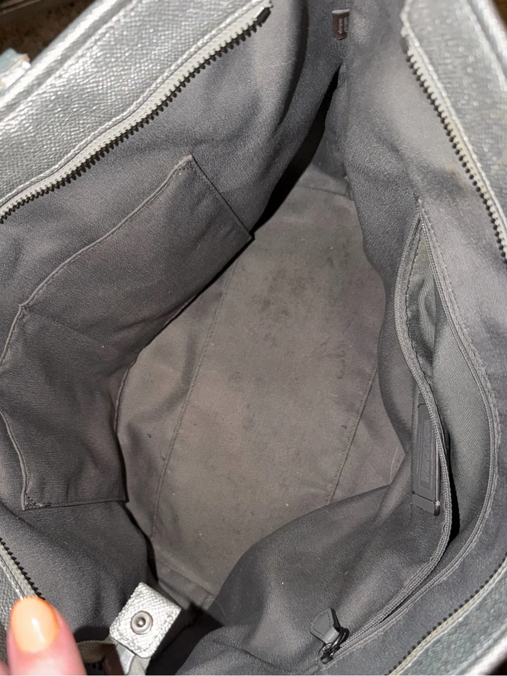 Coach Metallic Silver City Tote Bag - Picture 7 of 7